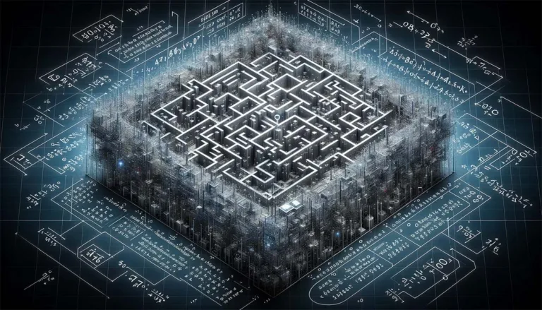 The image of a maze showing the complexity of asymetric encryption