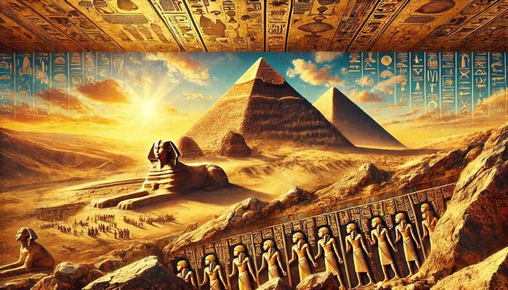 Egyptian Pyramids and Intricate Tomb Paintings