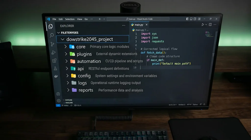 Dowsstrike2045 Python: Real or Concept? Complete Review 3 Dowsstrike2045 Python modular project folder structure showing core plugins automation api config logs and reports directories