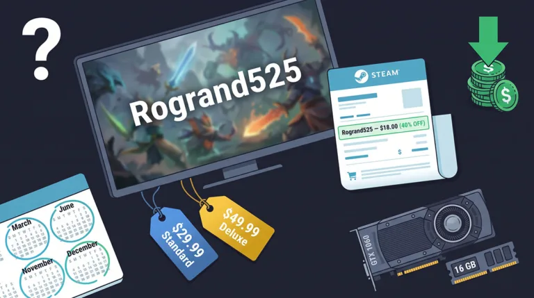 How much is the Rogrand525 game on PC — price guide showing Standard Edition at $29.99 and Deluxe Edition at $49.99 with Steam sale savings down to $18