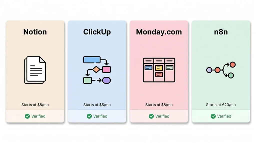 verified alternatives to mozillod5.2f5 including notion clickup monday and n8n with pricing